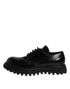 Dolce & Gabbana Black Leather Lace Up Trekking Dress Shoes